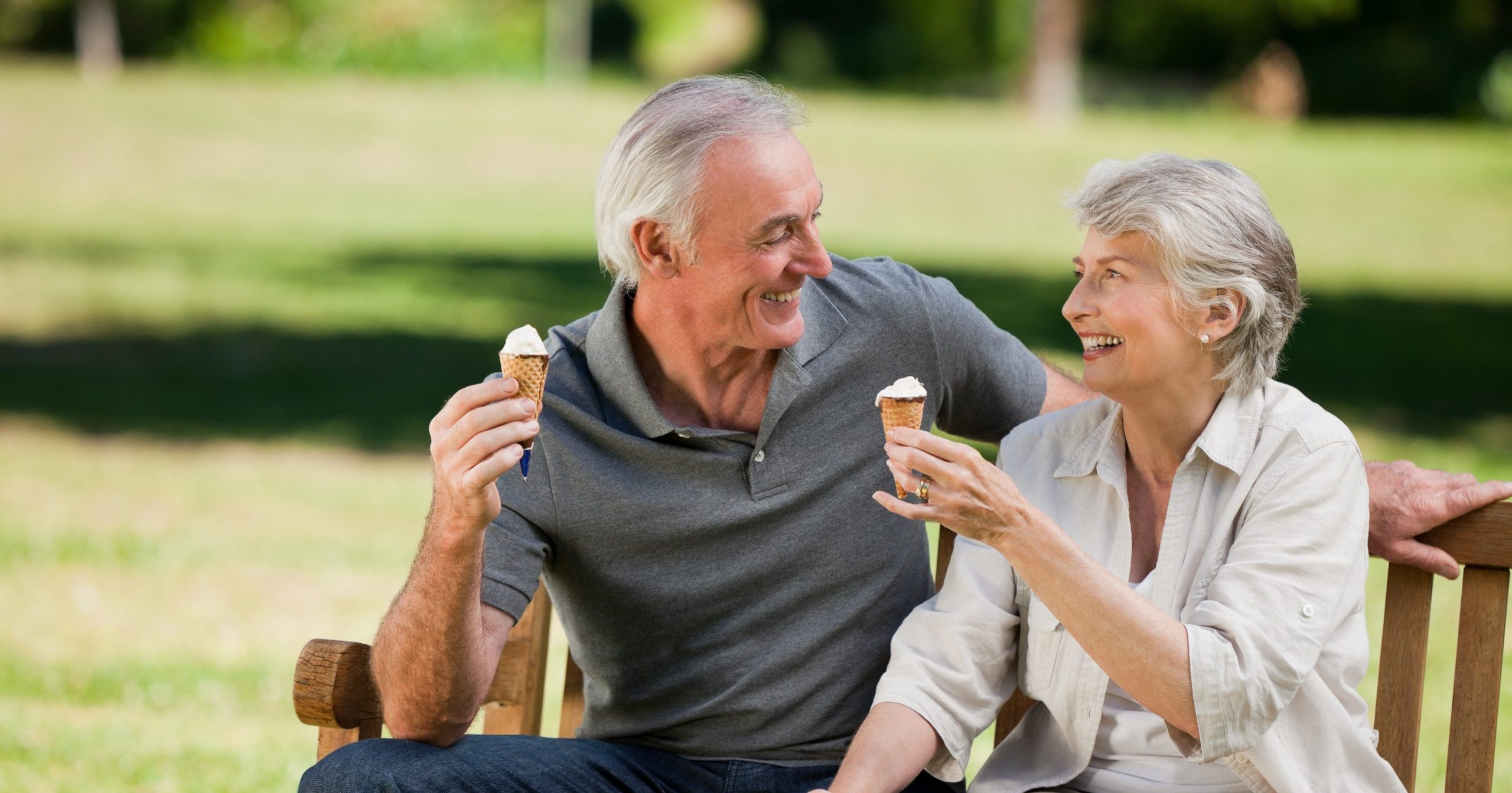 Seniors eating ice cream